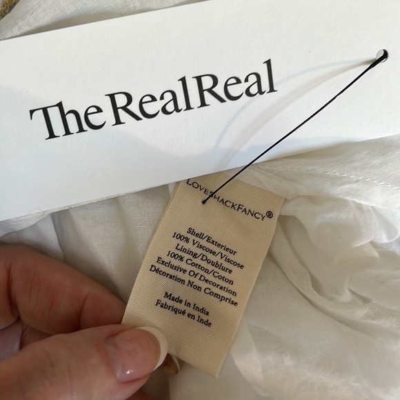 NEW LoveShackFancy Augusta midi dress white gold velvet belt size 4 - Picture 8 of 14